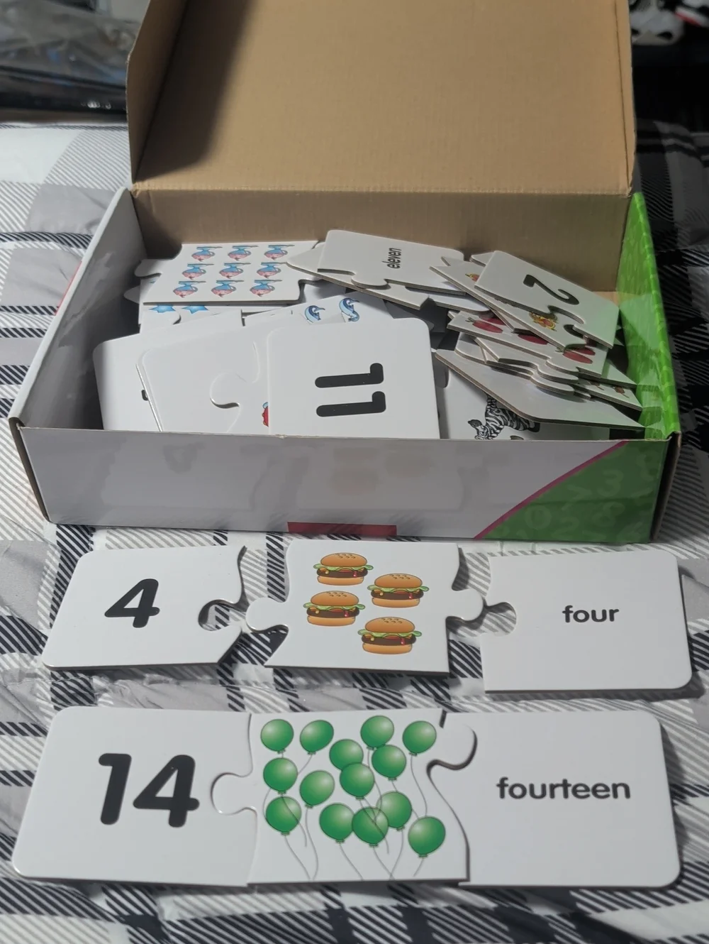 Set Of 2 Match It Self Correcting Puzzles, Letter And Numbers, Used
